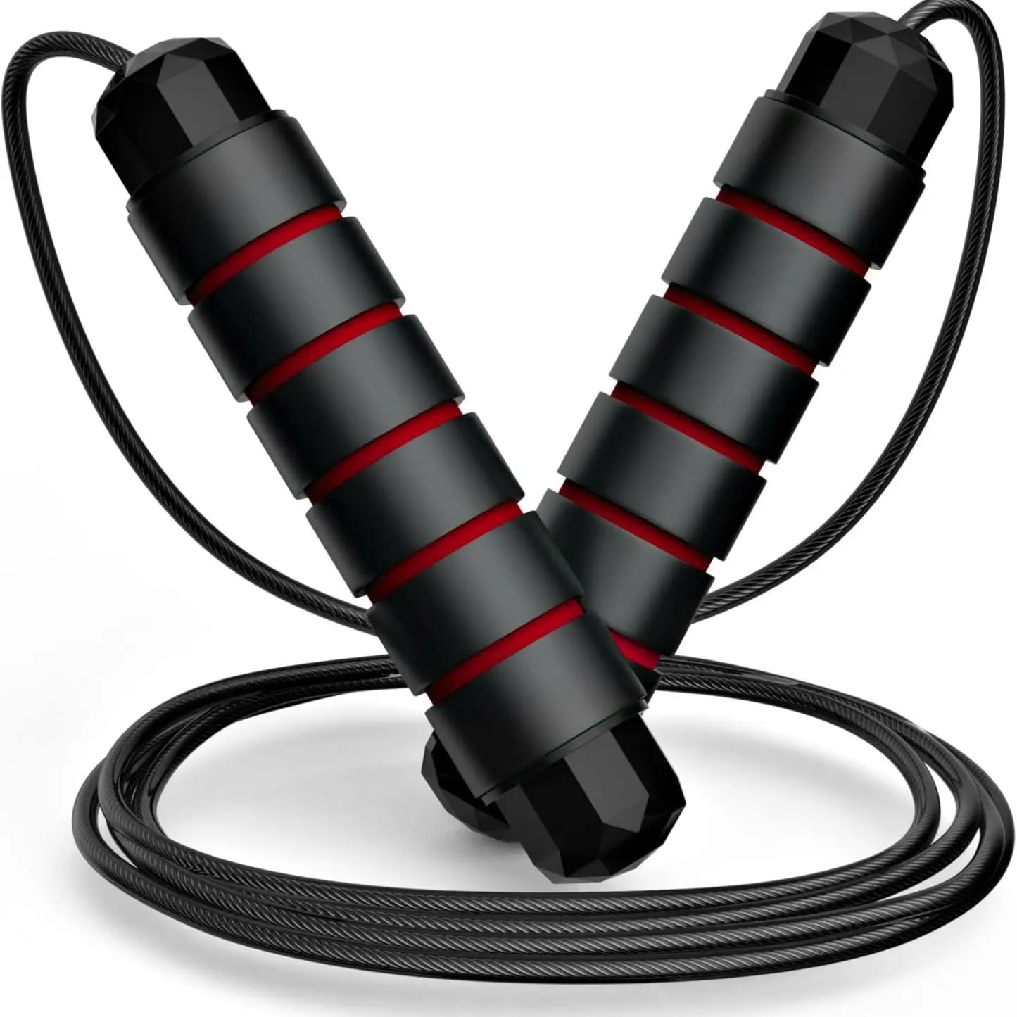 Adjustable Speed Jump Rope with Ball Bearings & Tangle-Free Steel Cable