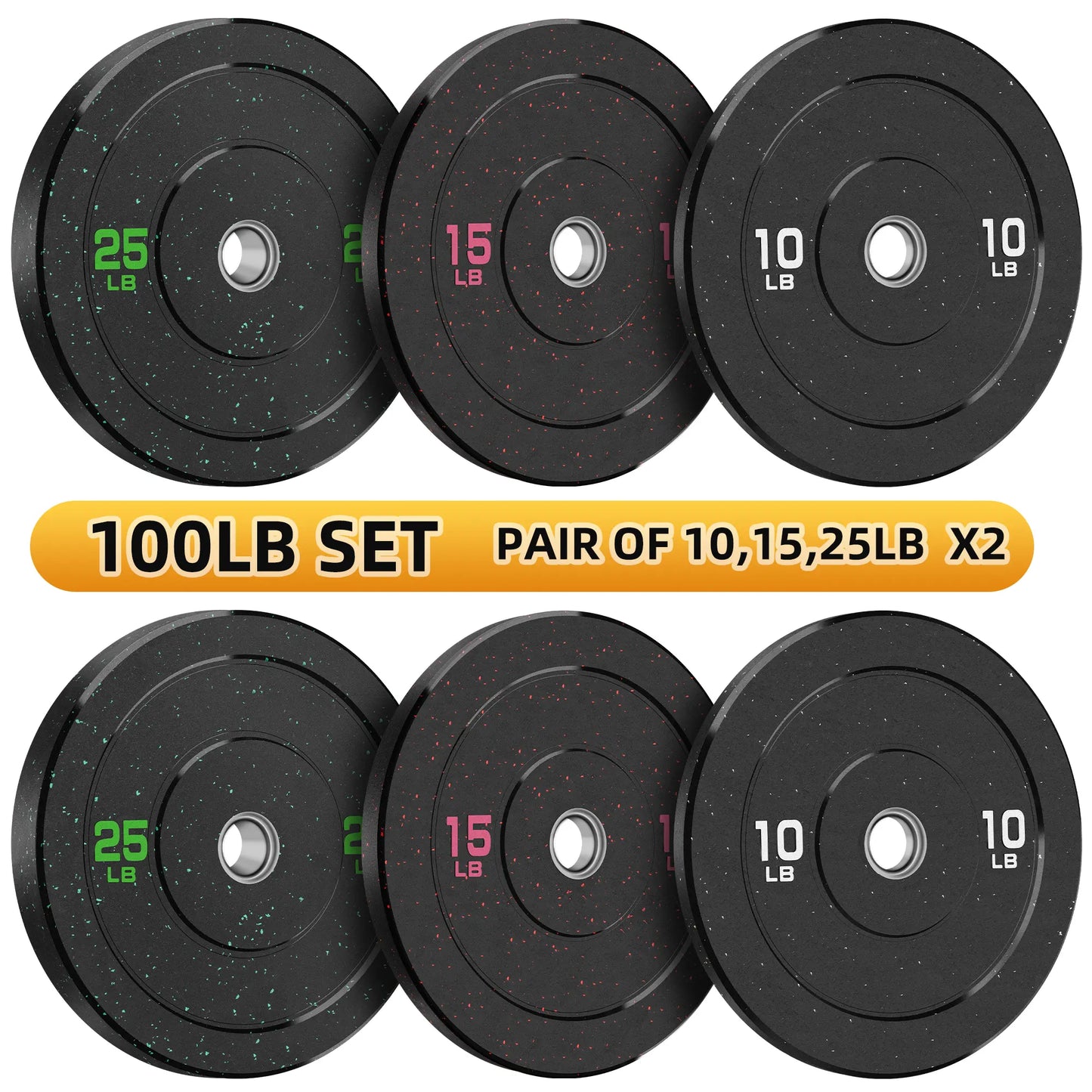 Crumb Bumper Plates with Steel Insert - Olympic Weight Plates for Crossfit & Lifting