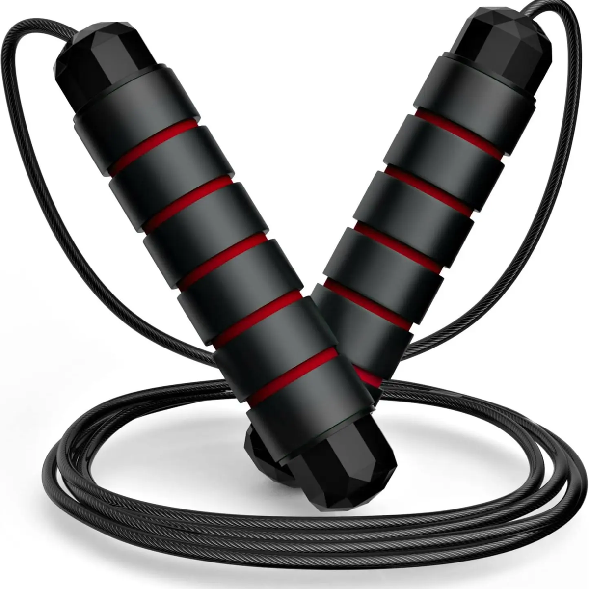 Adjustable Speed Jump Rope with Ball Bearings & Tangle-Free Steel Cable