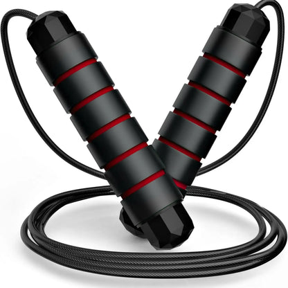Adjustable Speed Jump Rope with Ball Bearings & Tangle-Free Steel Cable