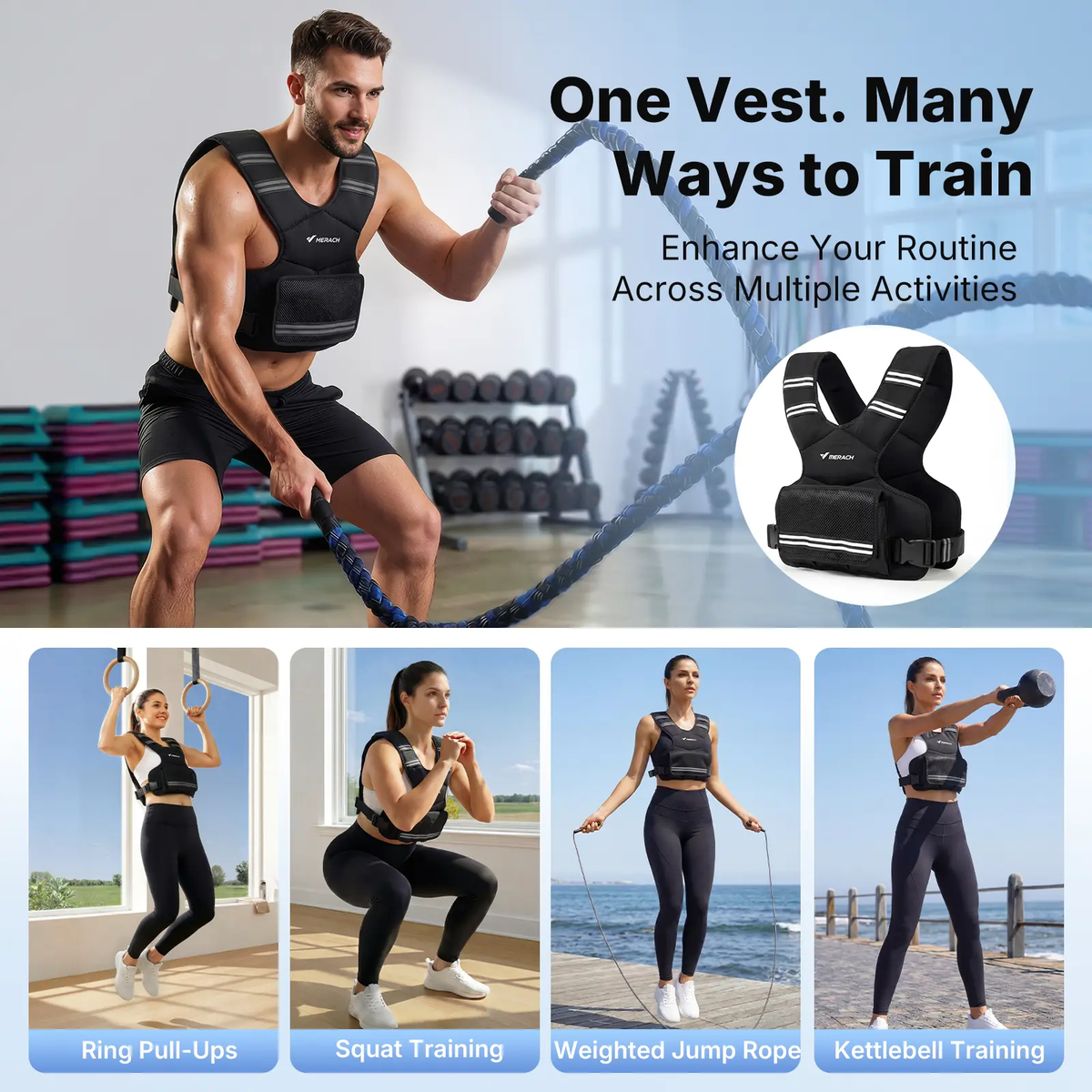 Adjustable Weighted Vest 4–10 Lbs with Removable Weight Packs