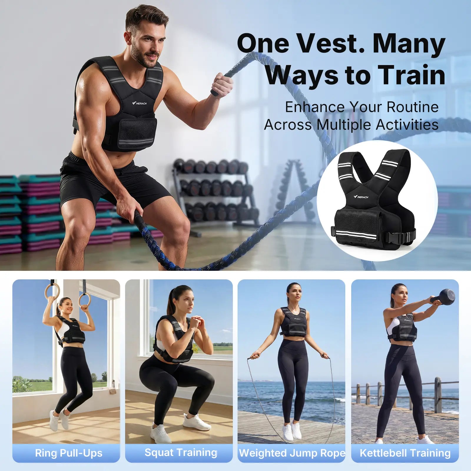 Adjustable Weighted Vest 4–10 Lbs with Removable Weight Packs