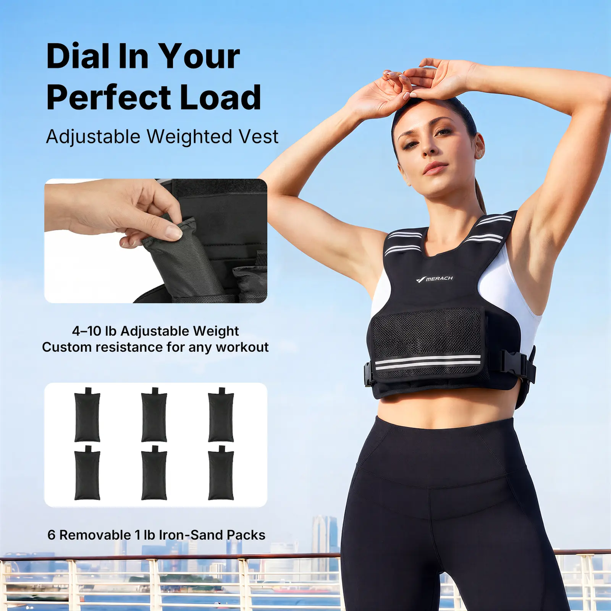Adjustable Weighted Vest 4–10 Lbs with Removable Weight Packs
