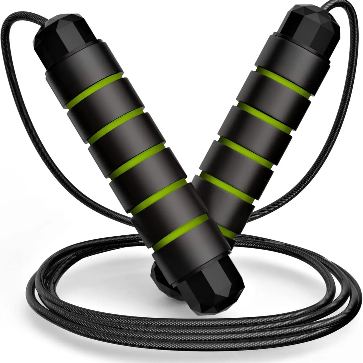 Adjustable Speed Jump Rope with Ball Bearings & Tangle-Free Steel Cable