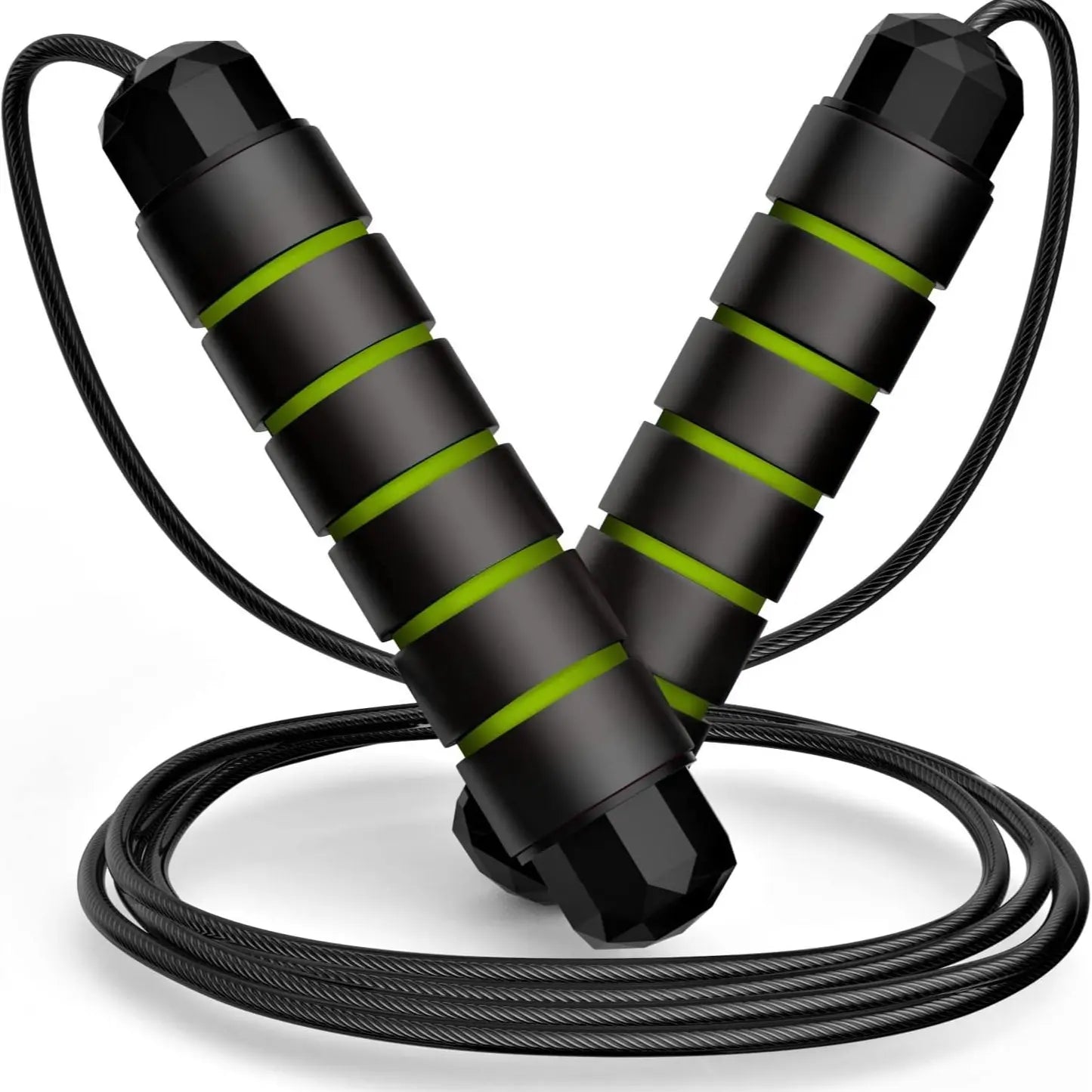 Adjustable Speed Jump Rope with Ball Bearings & Tangle-Free Steel Cable