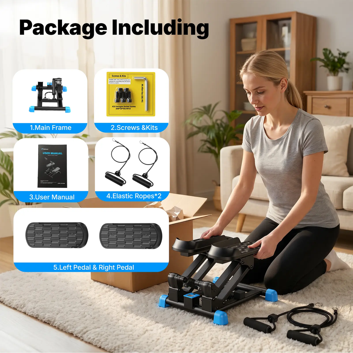 3-In-1 Mini Stair Stepper with Kneeguard Cushion Pedal