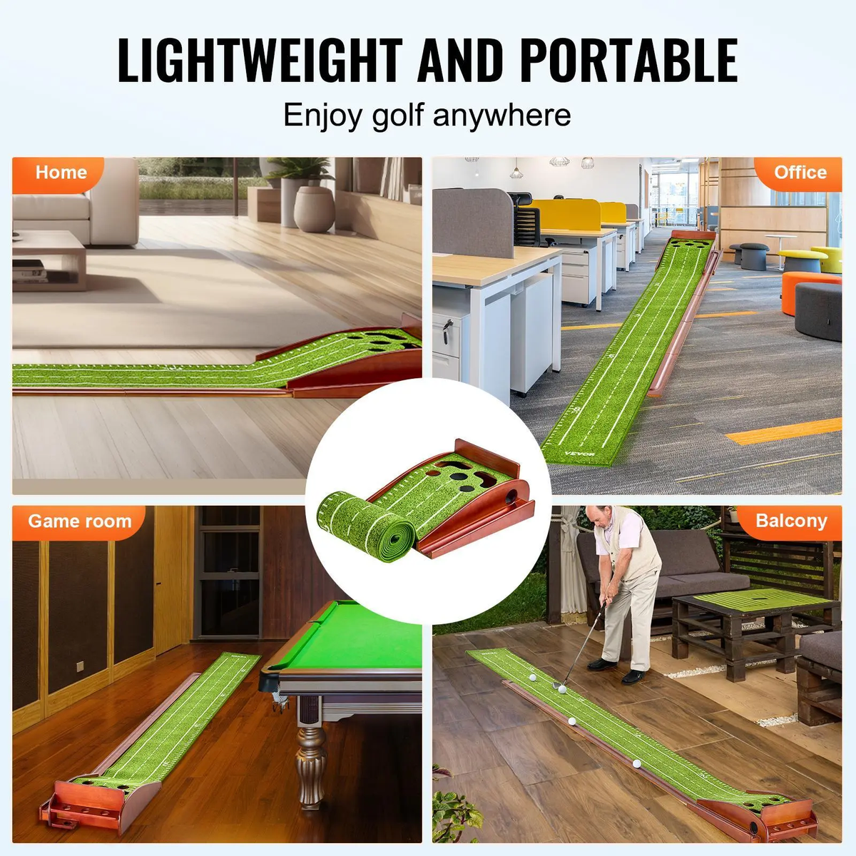 Golf Putting Mat - 5 Hole Indoor Golf Putting Green