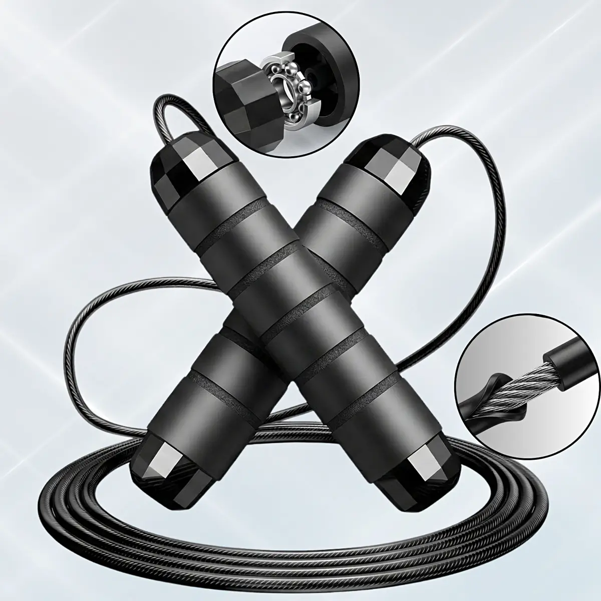 Adjustable Speed Jump Rope with Ball Bearings & Tangle-Free Steel Cable