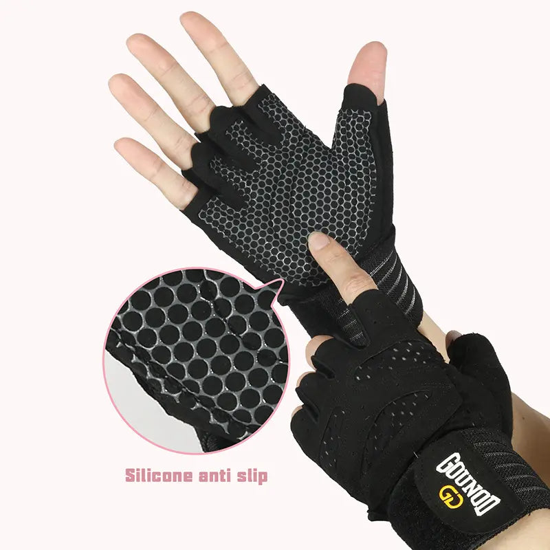 Unisex Adults' Half-Finger High-Resistance Sports Gloves with Secure Wrap Wristband - Durable, Long-Lasting, Breathable, Anti-Callus, Grip-On Anti-Slip, Custom Fit for Barbell Weightlifting, Dumbbell Training