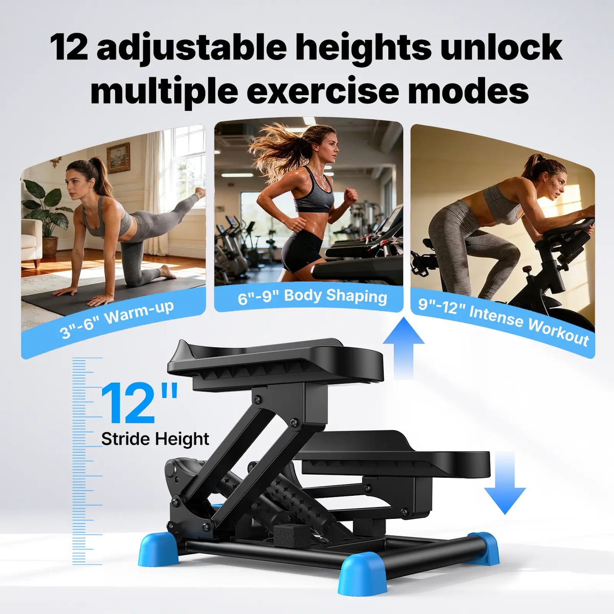 3-In-1 Mini Stair Stepper with Kneeguard Cushion Pedal