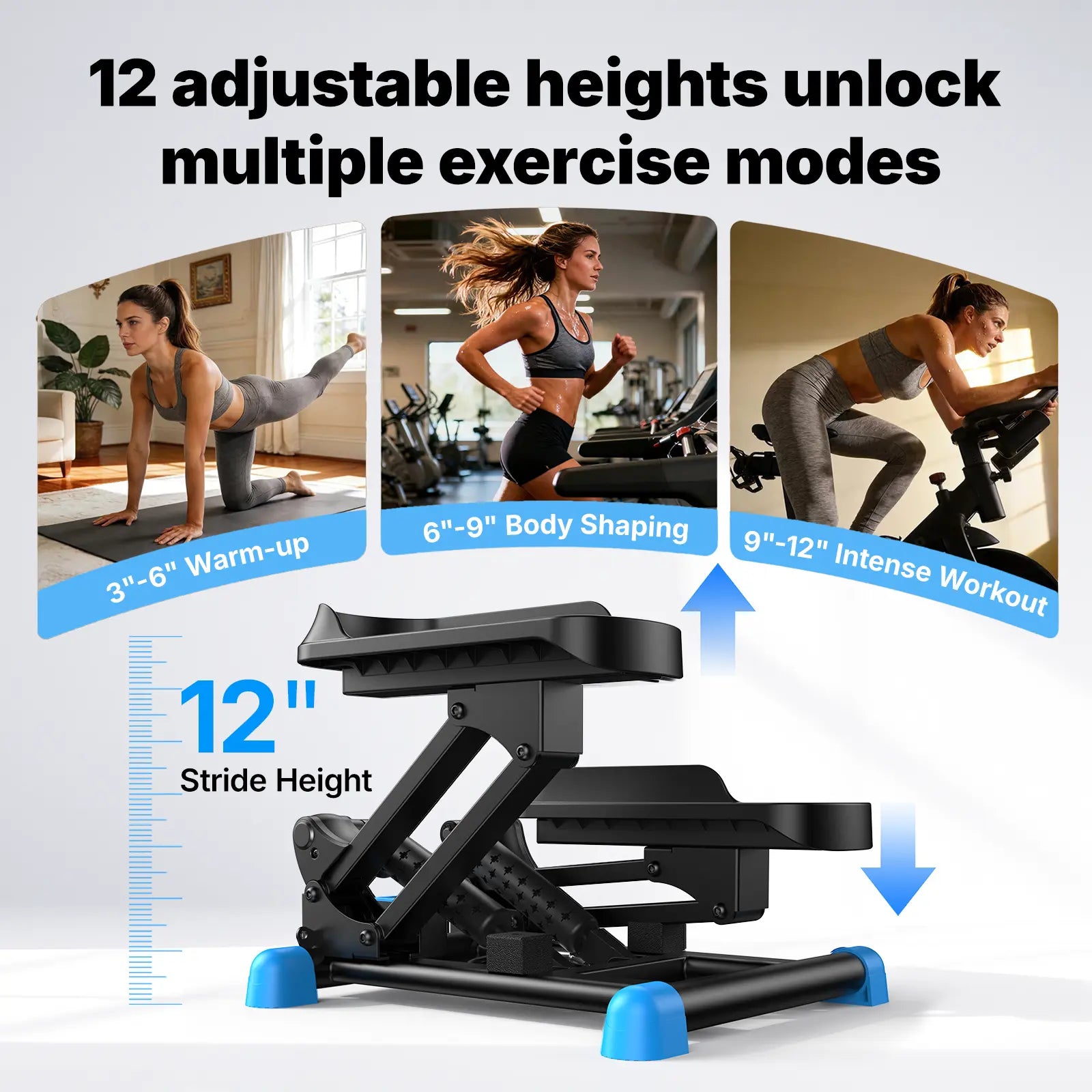 3-In-1 Mini Stair Stepper with Kneeguard Cushion Pedal