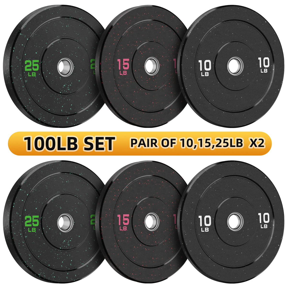 Crumb Bumper Plates with Steel Insert - Olympic Weight Plates for Crossfit & Lifting