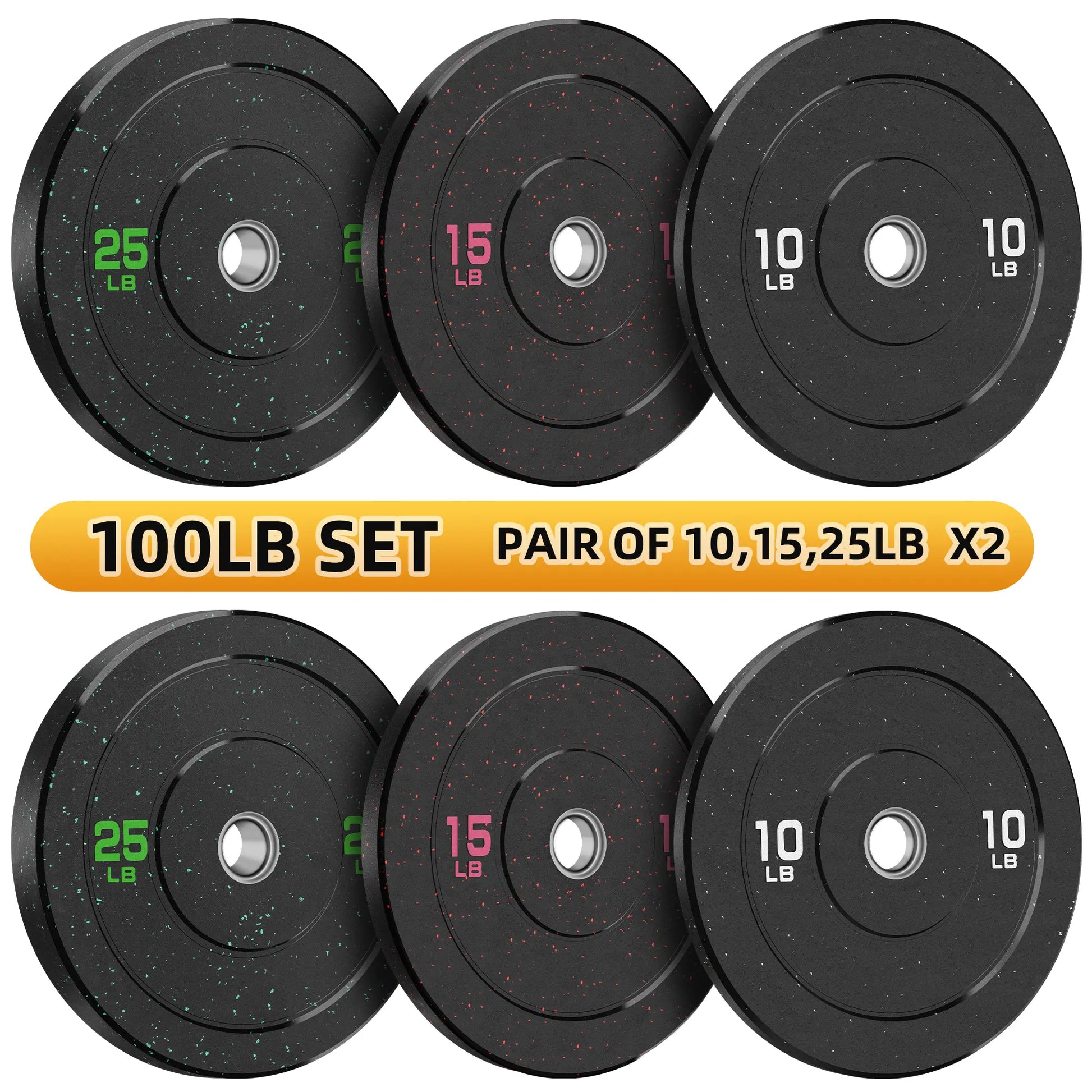 Crumb Bumper Plates with Steel Insert - Olympic Weight Plates for Crossfit & Lifting