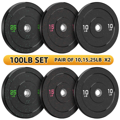 Crumb Bumper Plates with Steel Insert - Olympic Weight Plates for Crossfit & Lifting