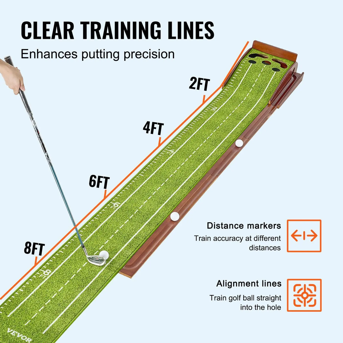 Golf Putting Mat - 5 Hole Indoor Golf Putting Green