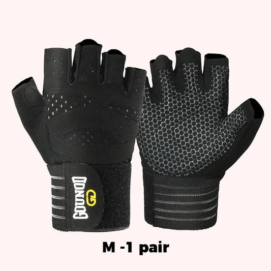 Unisex Adults' Half-Finger High-Resistance Sports Gloves with Secure Wrap Wristband - Durable, Long-Lasting, Breathable, Anti-Callus, Grip-On Anti-Slip, Custom Fit for Barbell Weightlifting, Dumbbell Training