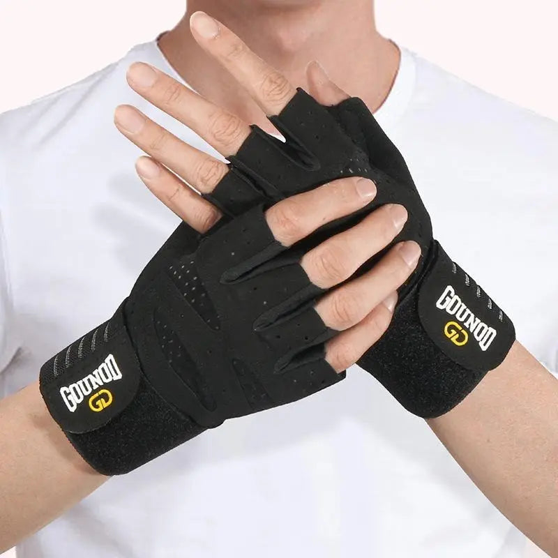 Unisex Adults' Half-Finger High-Resistance Sports Gloves with Secure Wrap Wristband - Durable, Long-Lasting, Breathable, Anti-Callus, Grip-On Anti-Slip, Custom Fit for Barbell Weightlifting, Dumbbell Training