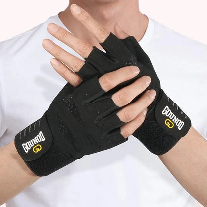 Unisex Adults' Half-Finger High-Resistance Sports Gloves with Secure Wrap Wristband - Durable, Long-Lasting, Breathable, Anti-Callus, Grip-On Anti-Slip, Custom Fit for Barbell Weightlifting, Dumbbell Training