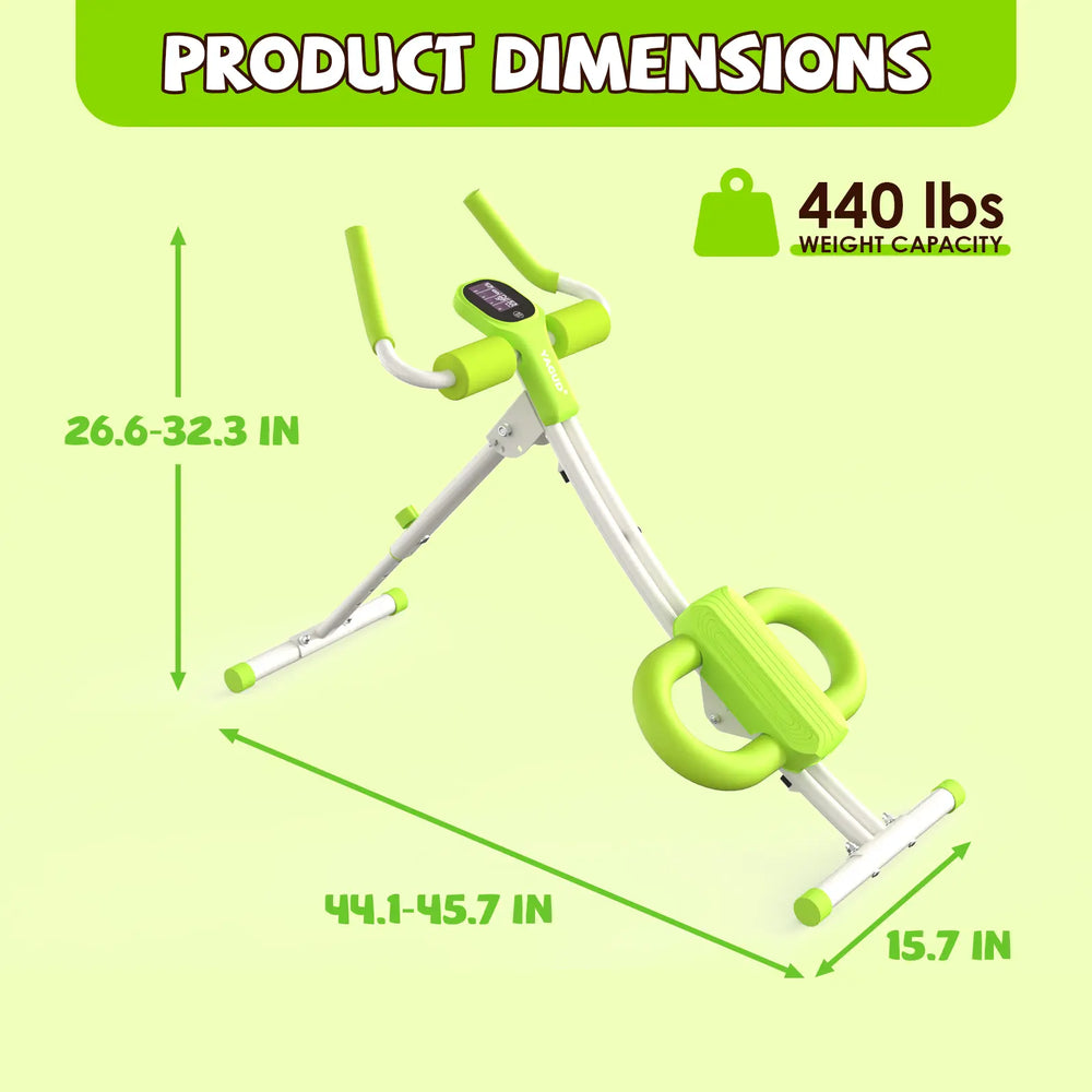 Adjustable Ab Workout Machine with LCD Display, Foldable Core Trainer, 440 Lbs Capacity Home Gym Equipment for Abs, Arms & Legs Training for Women