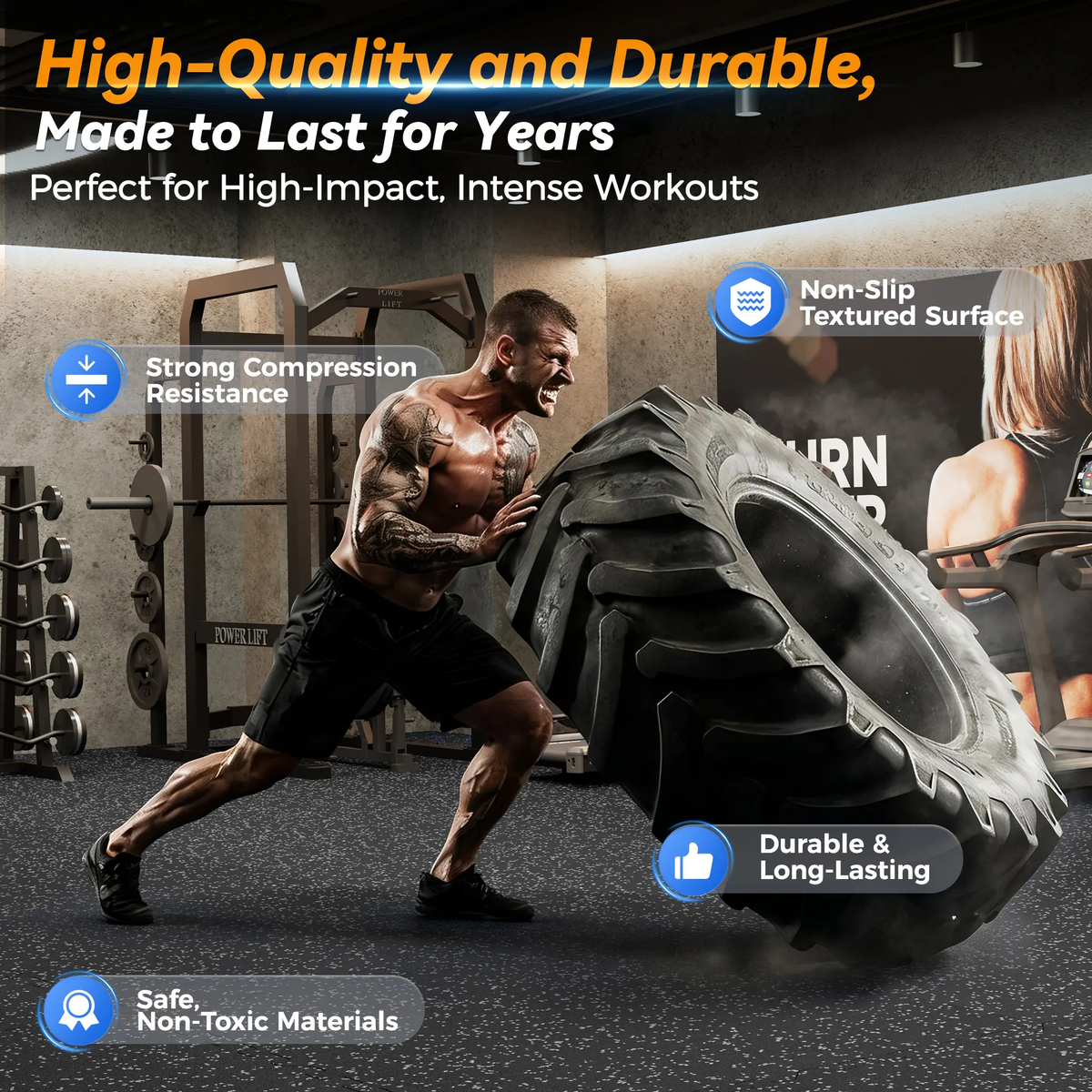 Extra-Thick Rubber Top Exercise Mat