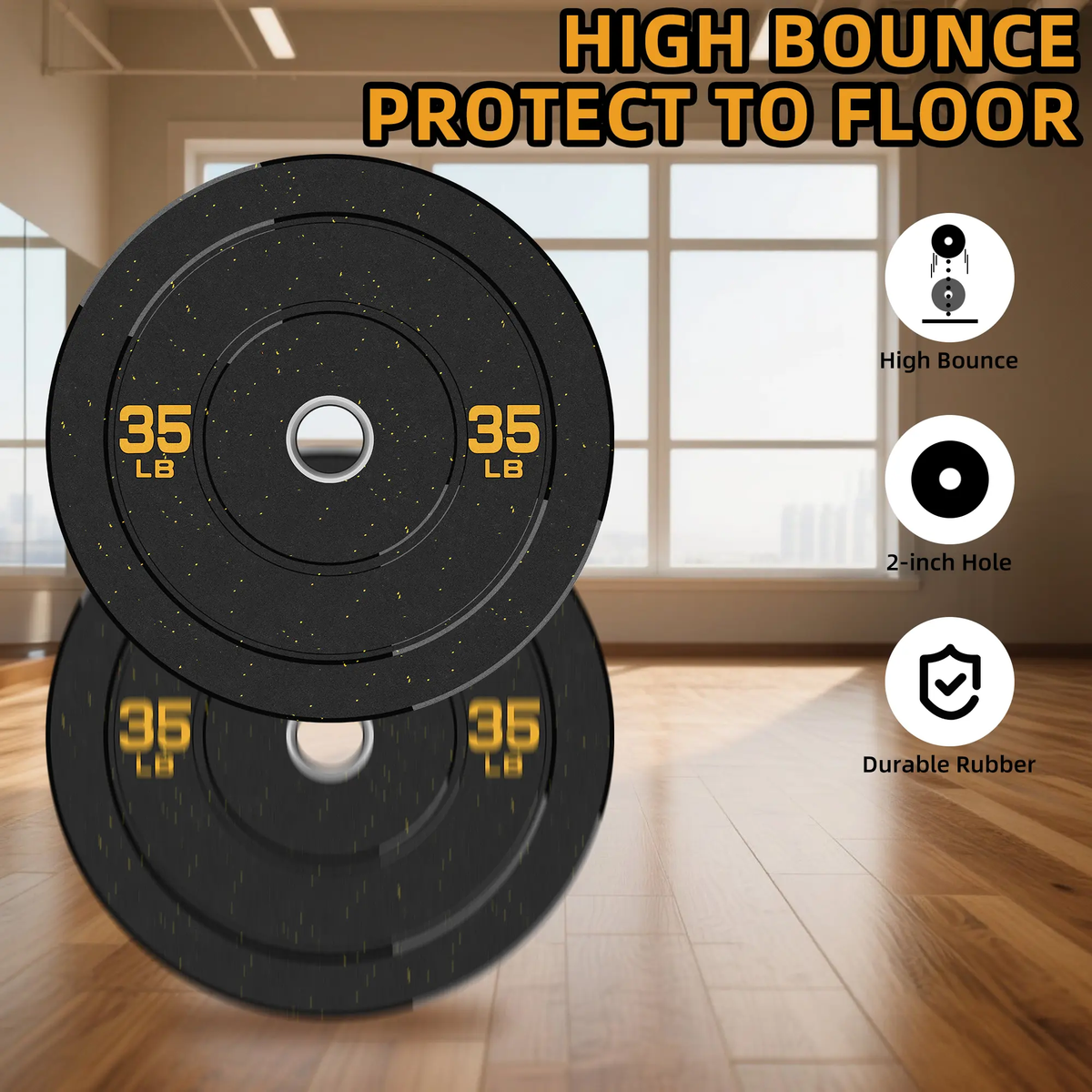 Crumb Bumper Plates with Steel Insert - Olympic Weight Plates for Crossfit & Lifting