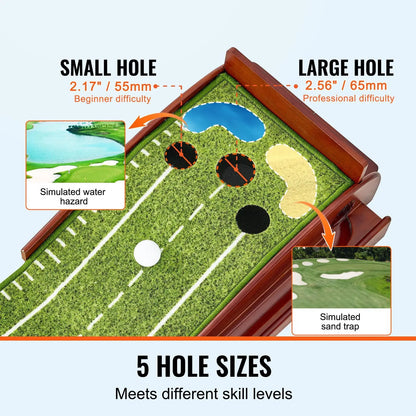 Golf Putting Mat - 5 Hole Indoor Golf Putting Green