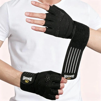 Unisex Adults' Half-Finger High-Resistance Sports Gloves with Secure Wrap Wristband - Durable, Long-Lasting, Breathable, Anti-Callus, Grip-On Anti-Slip, Custom Fit for Barbell Weightlifting, Dumbbell Training