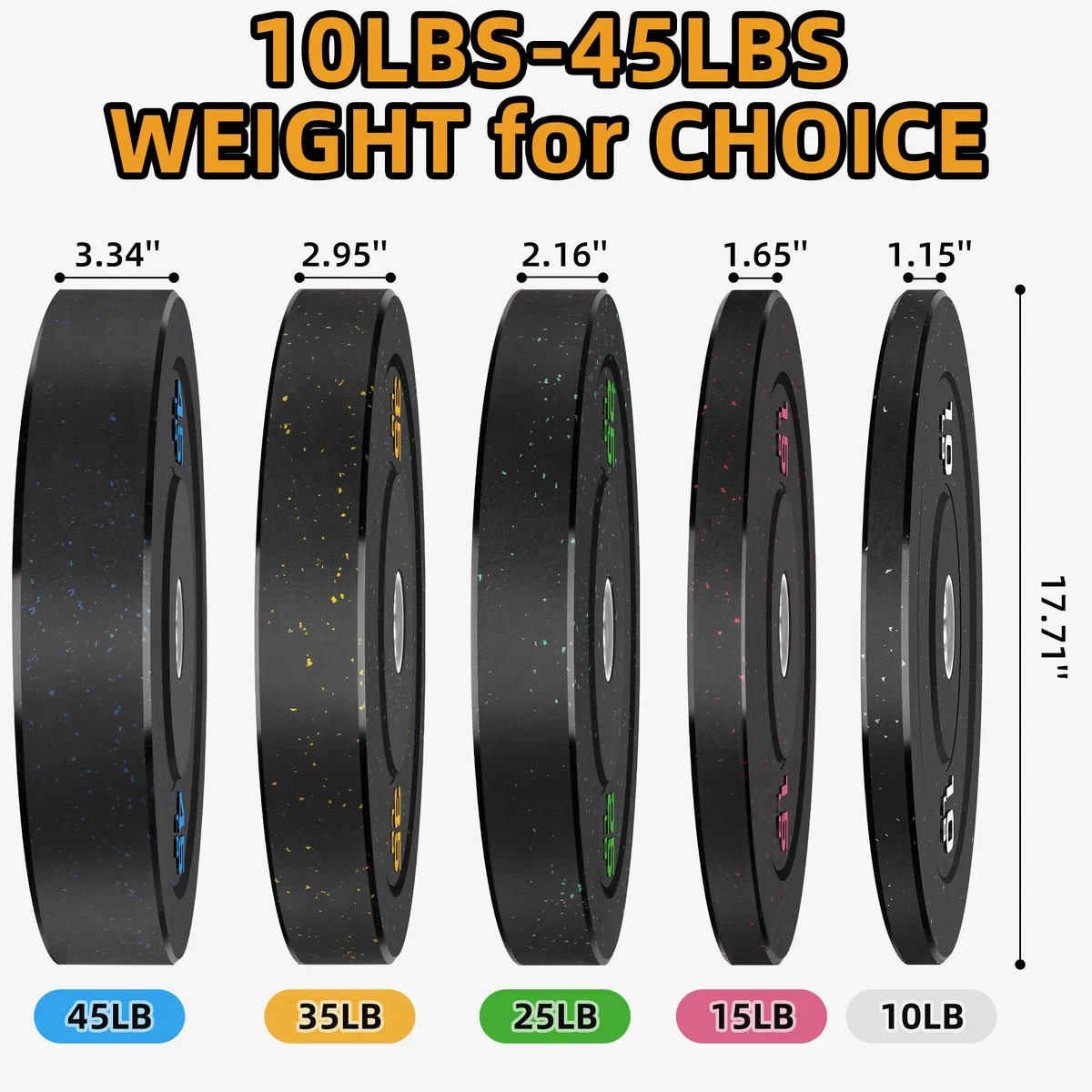 Crumb Bumper Plates with Steel Insert - Olympic Weight Plates for Crossfit & Lifting