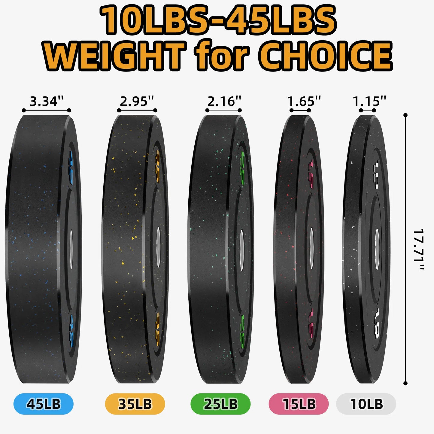 Crumb Bumper Plates with Steel Insert - Olympic Weight Plates for Crossfit & Lifting
