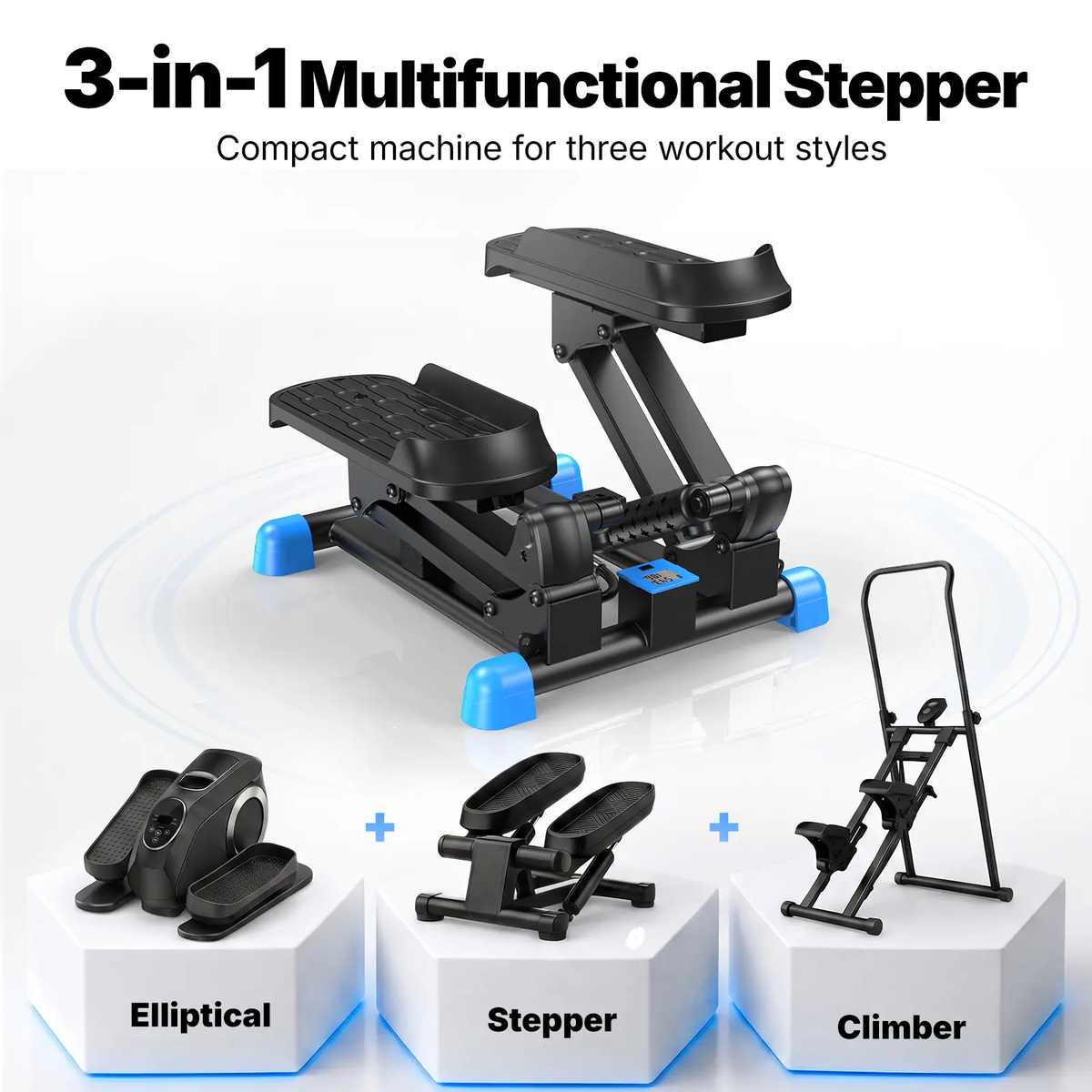 3-In-1 Mini Stair Stepper with Kneeguard Cushion Pedal