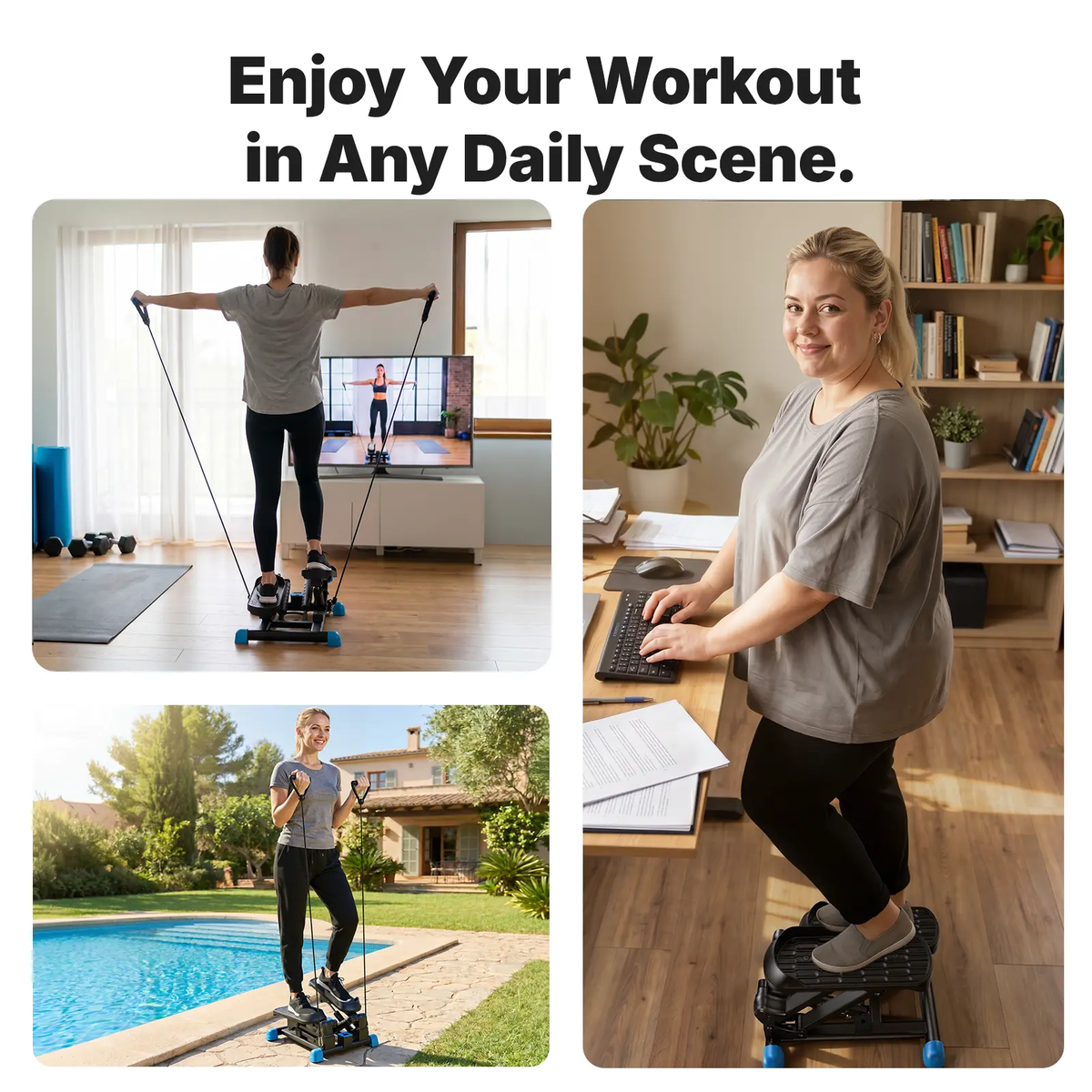 3-In-1 Mini Stair Stepper with Kneeguard Cushion Pedal